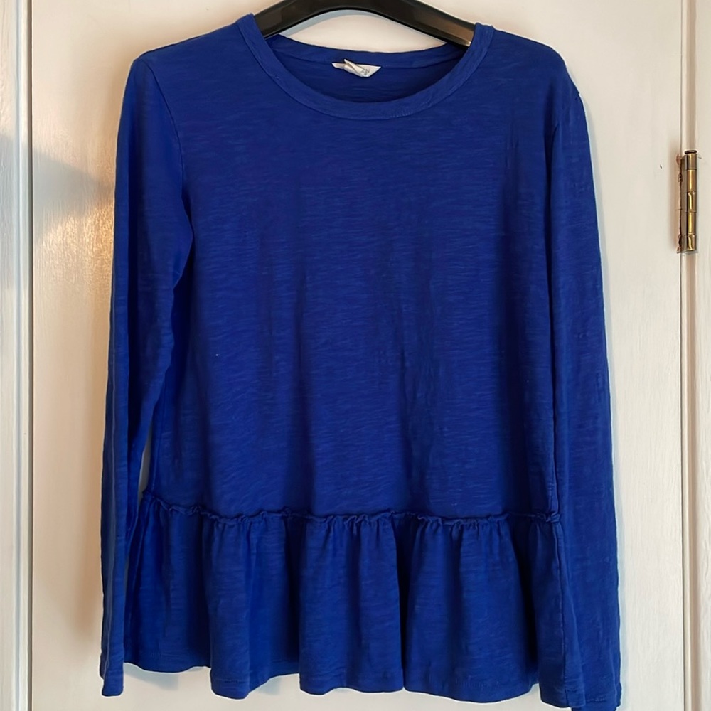 Caslon Royal Blue Peplum Long Sleeve Top XS